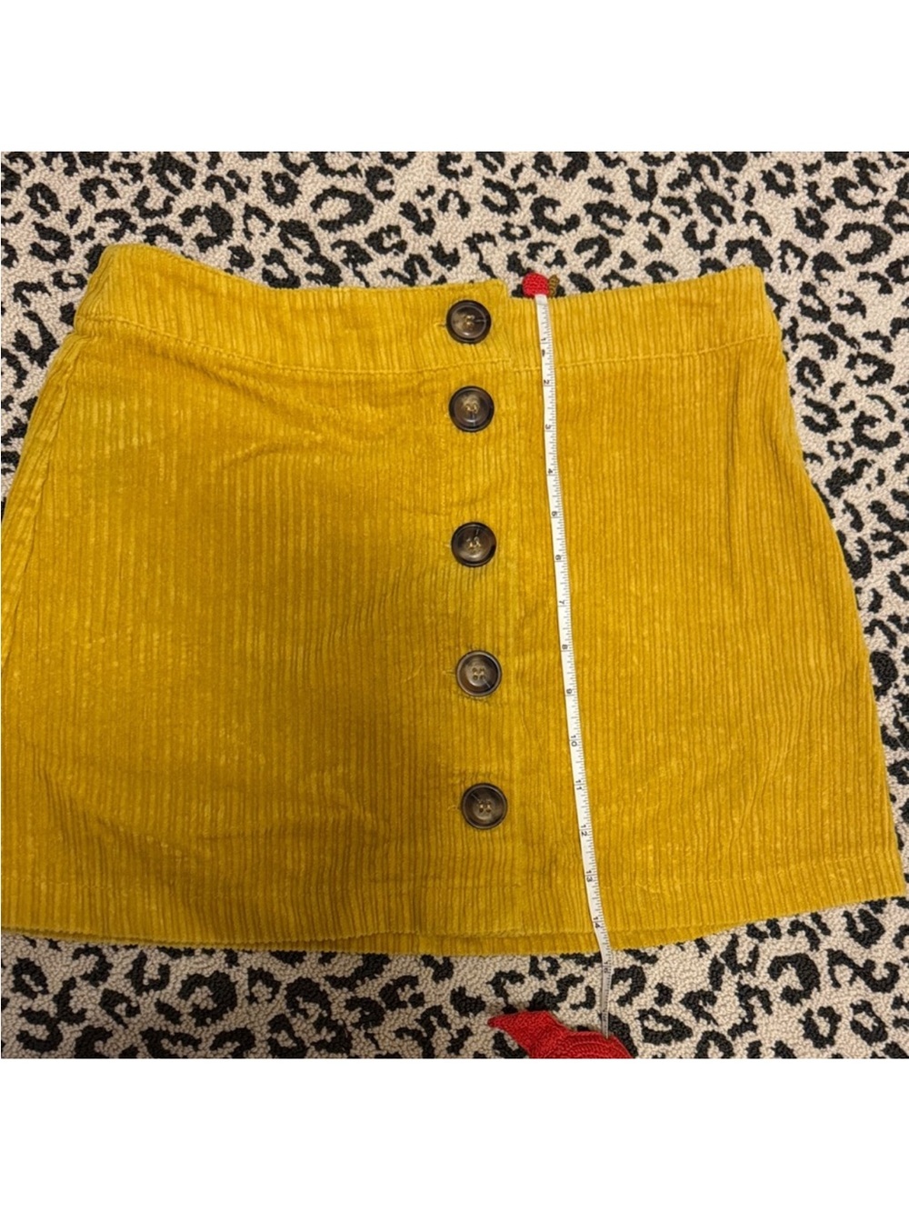 Sky and Sparrow Yellow Corduroy Button-Front Mini Skirt - Picture 6 of 8